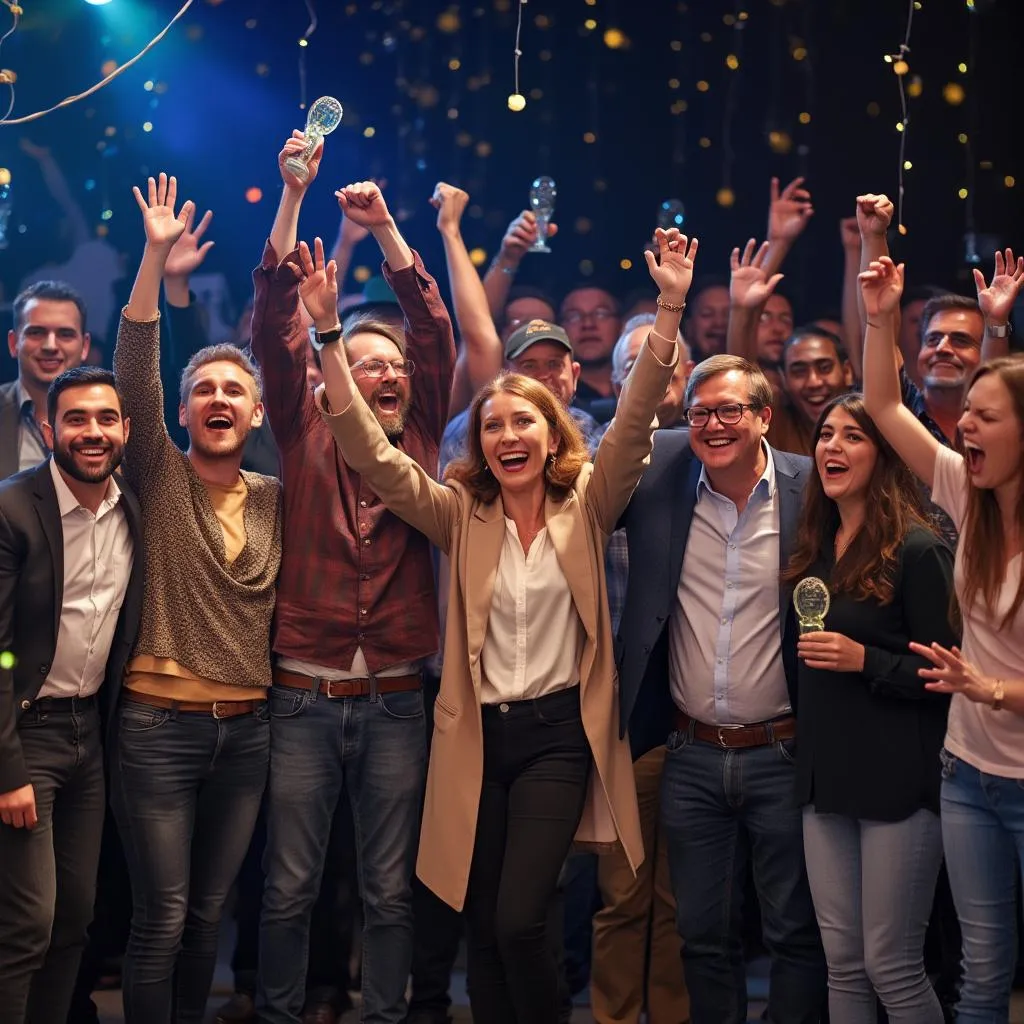 Celebración de logros de emprendedores locales en un evento comunitario